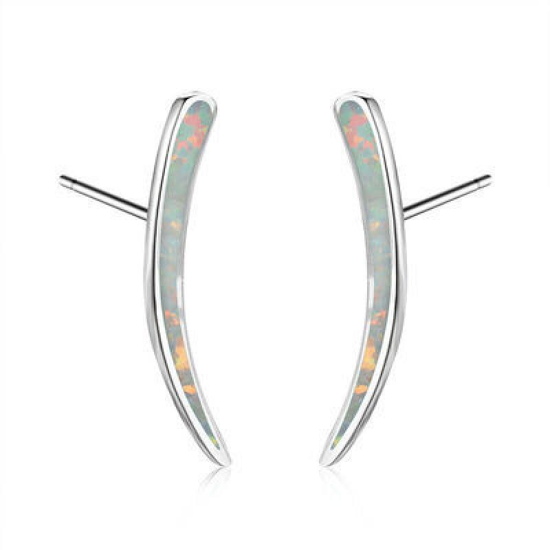 

Wish Opal crescent stud earrings Internet celebrity personality versatile style earrings simple temperament earrings