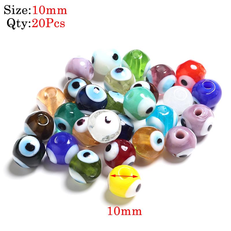 Round Lampwork Evil Eye Beads Liuli Flat Loose Fashion Jewelry For Bead Diy Handmade Bracelets Phone Charm Components