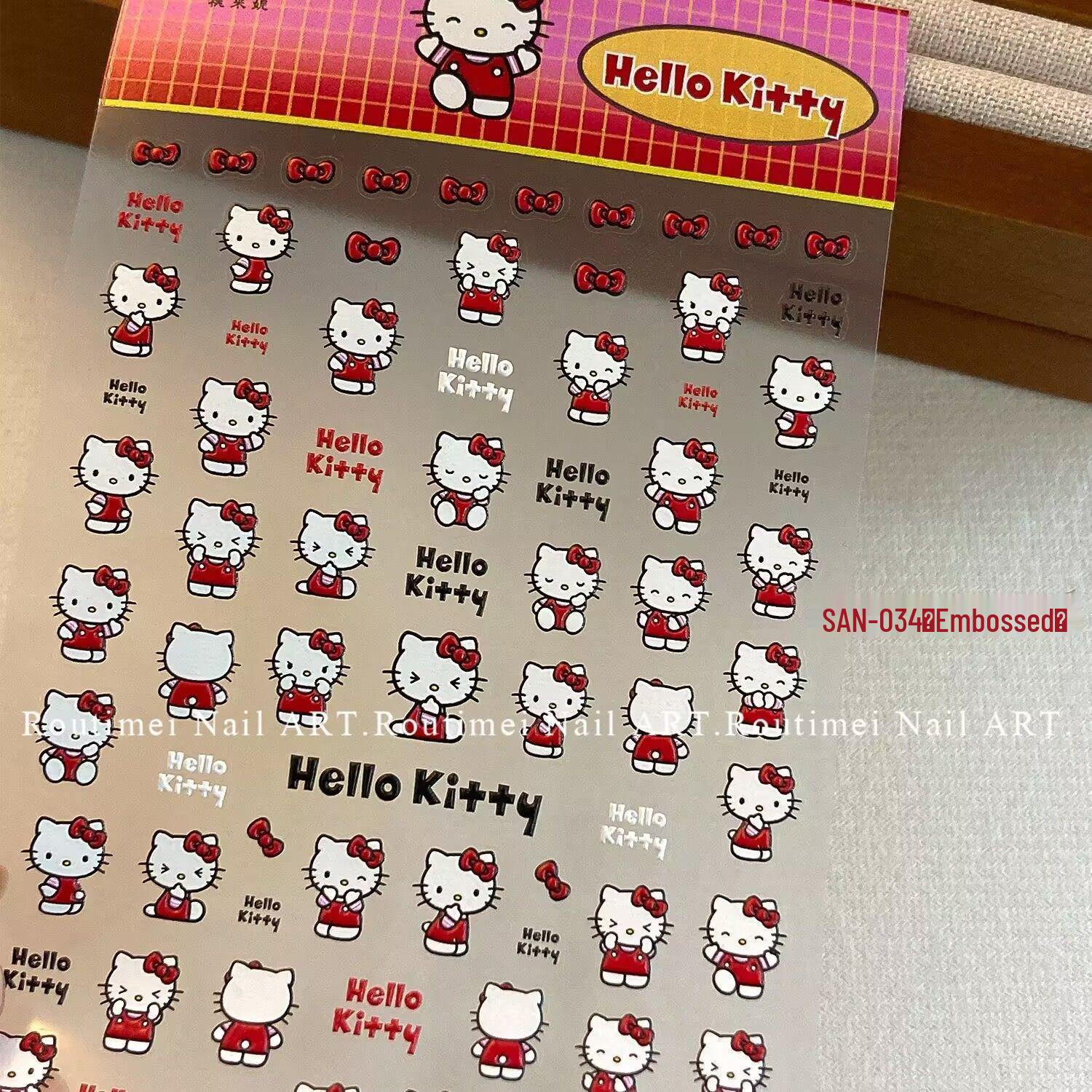 3D рельефные наклейки для нейл-арта Hello Kitty - Милый японский мультяшный стиль