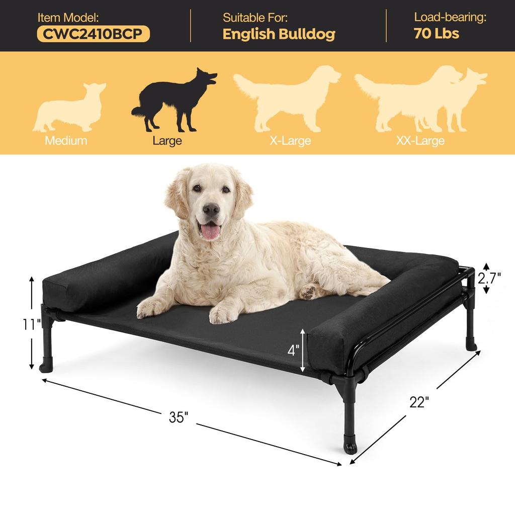 Veehoo Dog Pet Elevated Dog Dog Cot Bed for Large Washable Breathable Mesh Portable Elevated Pet Cot with Outdoor Dog Bed for Indoor and Outdoor Dog