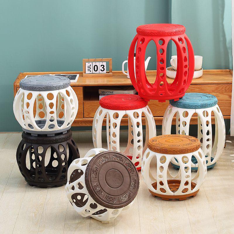 Ancient Style Chinese Round Drum Stool Bench - Artful Design for Tea or Coffee Rooms, Extra Thick Kite Embroidery, Multi-Purpose Qin Pipa Chair.