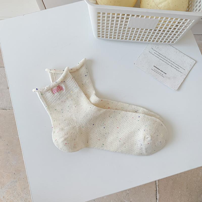 

Женские летние тонкие мультяшные дышащие сетчатые милые носки из хлопка с оборкой 1 pair