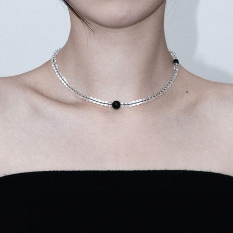 Baroque Stone Black line gemstone necklace