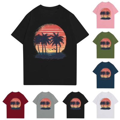 Women's Round Neck Casual Printed Short-sleeved T-shirt Top