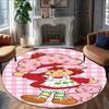 1pc Princess Strawberry2 Carpet, Round Rug, Comfortable, Suitable for Entryways, Living Rooms, Office, And Bedrooms, Christmas Decoration