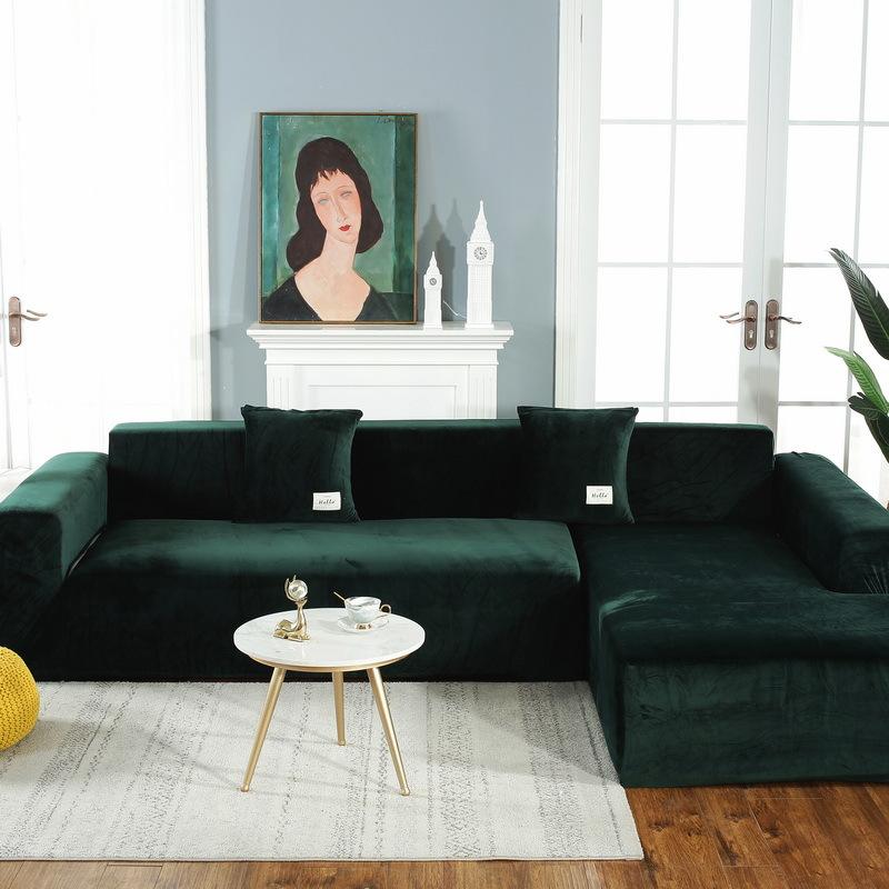 Thicken Plush Sofa Covers Elastic Corner 1/2/3/4/5 Seats Solid Color Couch Cover L-Type Sofa Cover All-Inclusive Protector Cover