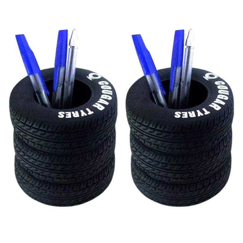 Tire Shape Multifunctional Desktop Organizers for Pens Office Supplies With Rubberized Materials