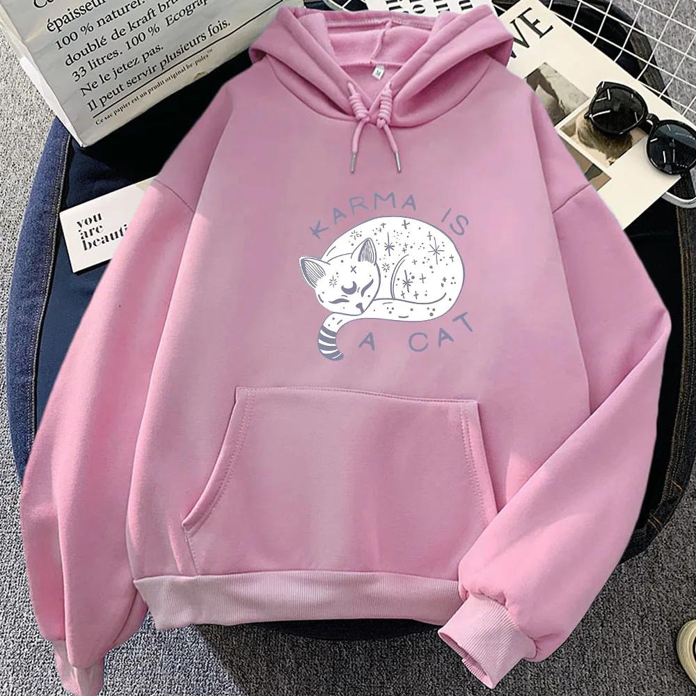 The Eras Tour Karma Is A Cat 2D Print Men Women Hoodies Casual Oversize Pullovers Popular Streetwear Sweatshirts