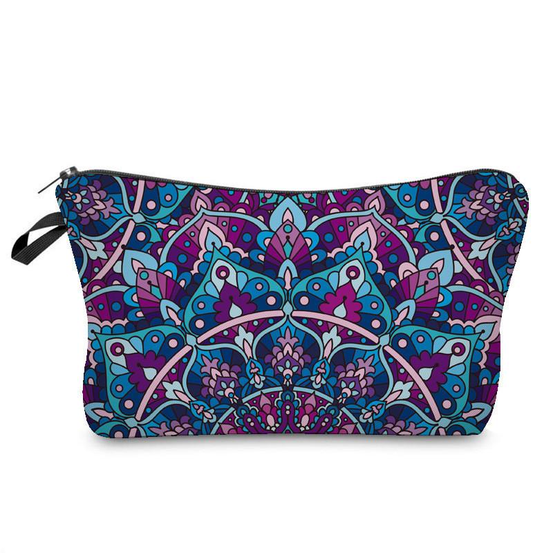 Trendige Vintage Mandala Blume Kosmetiktasche Handtasche Für Reisen Polyesterfutter Verschiedene Farboptionen