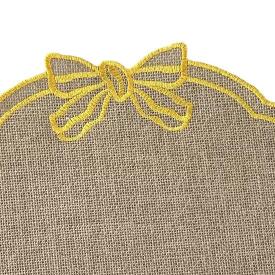 Placemat with Petal Shape And Bow Embroidery Table Mat Round Heat Insulation Non-Slip Oil Resistant Placemat for Dining Room