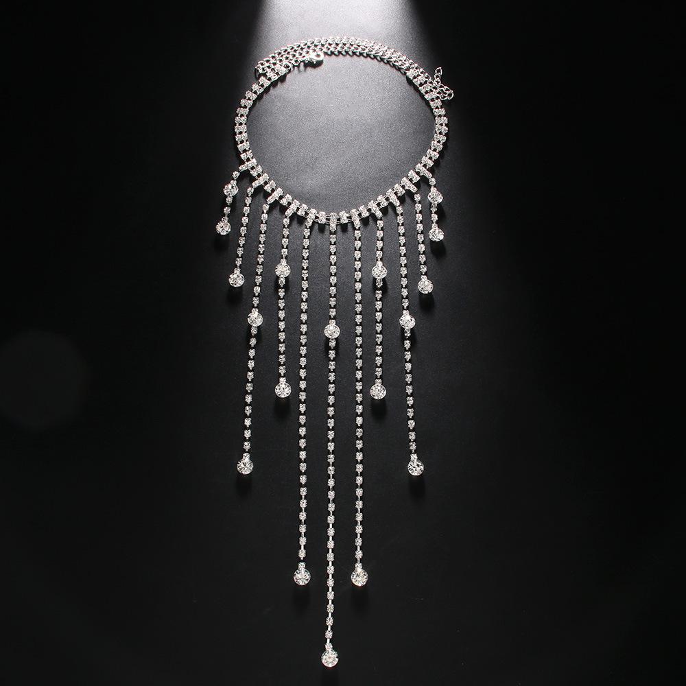 

Популярные в Европе и Америке ожерелья в виде капель воды и советские ожерелья, многослойная цепочка на ключицу со стразами. Простые и универсальные модные аксессуары. серебряный