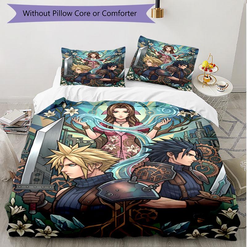 3pcs Duvet Cover Set (1*Duvet Cover + 2*Pillowcase, Without Core), Final Fantasy Print Soft All‑Season Bedding Set, Home Bedroom Decor Gift