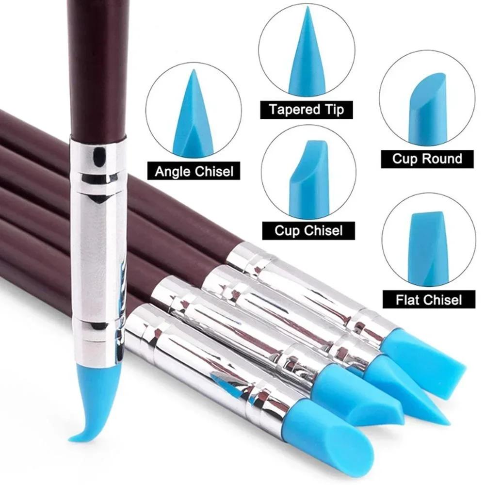 5Pcs Wood Handle Clay Sculpting Tools Set DIY Wax Carving Pottery Craft Polymer Modeling Art Supplies