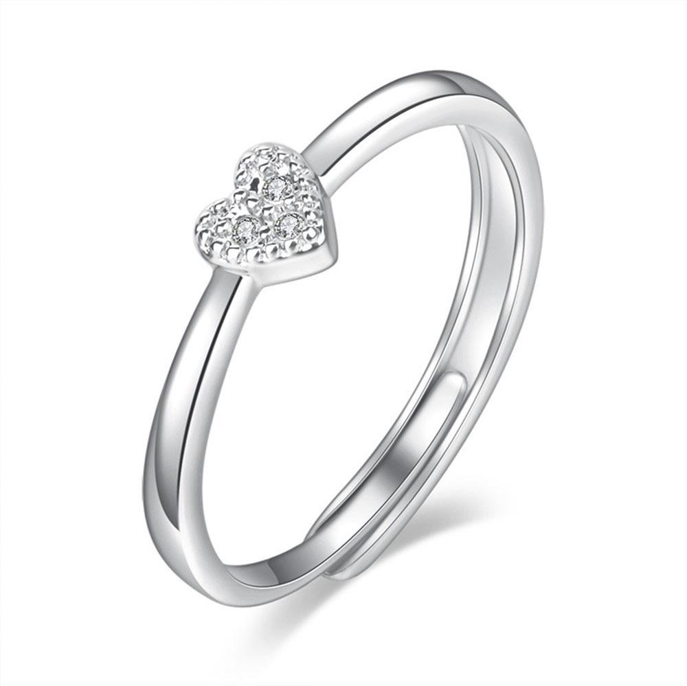 Fashionable Heart-Shaped Rhinestone Ring for Women - Simple Japanese/Korean Style Jewelry