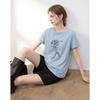 Demana Women's Round Neck Embroidered Cropped T-Shirt