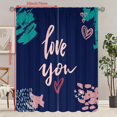 2 PZ - Ti Amo - Tenda stampata - Materiale poliestere - adatta per camera da letto, soggiorno, studio spazio privato