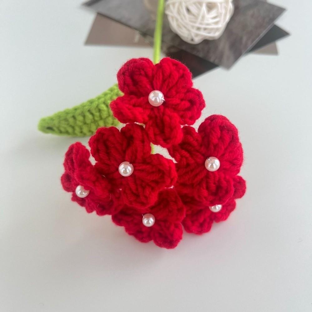 a Bundle of 6 Flowers Handmade Bouquet Artificial Knit Fake Flowers Home Decoration