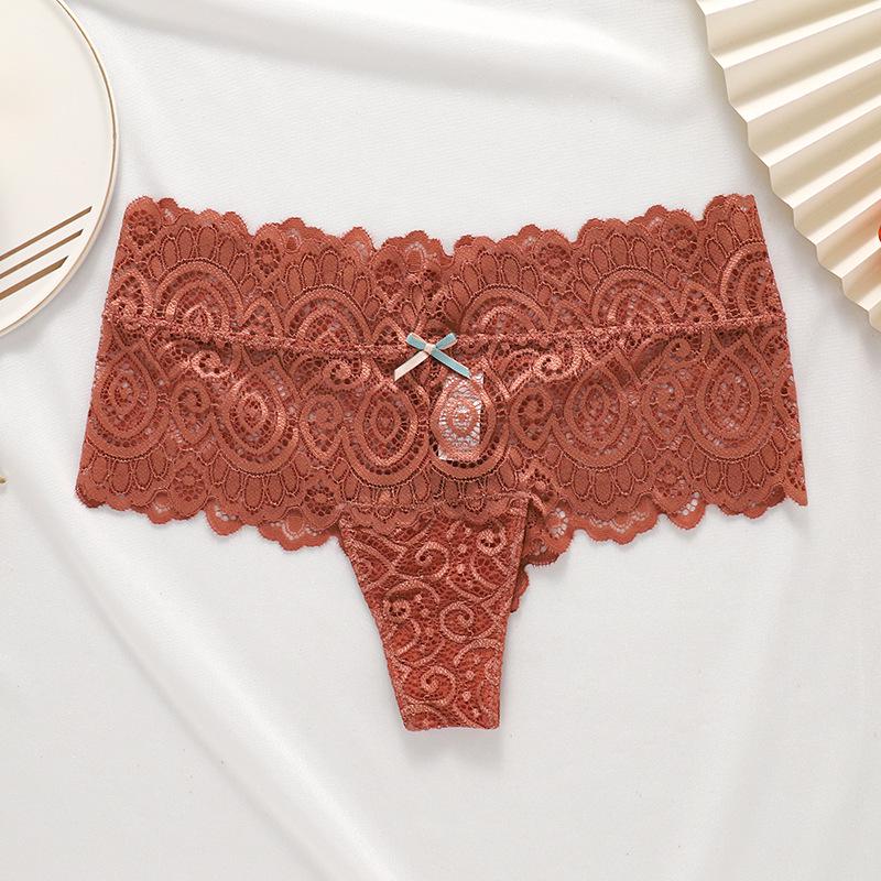 Women's Mid-Waist Sexy Thongs: Lace Trim Triangle Briefs & Boxer Shorts, Plus Size Available