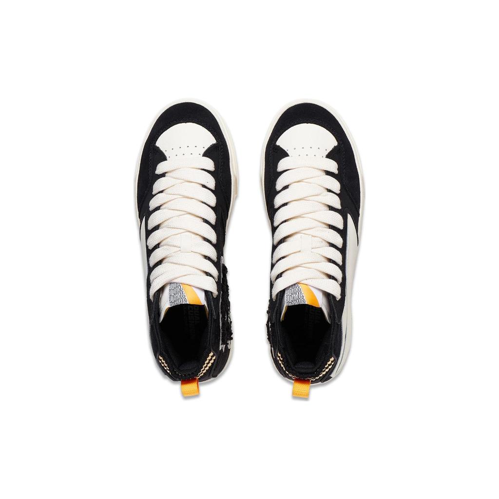 Li Ning We Wo 180 VNTG Bequeme Vielseitige Einfache Lässige Rutschfeste Mid-Top Skateschuhe Herren Sneaker Schwarz Braun Weiß AECT051-4