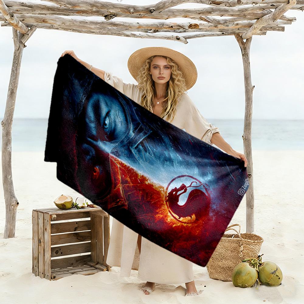 Mortal Kombat Scorpion vs Sub?Zero beach towel Foldable changing privacy cover Vibrant Pattern Best for Christmas