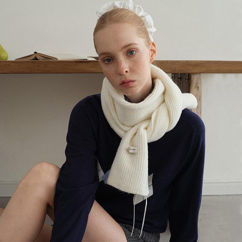 Winter Knitted Wool Scarf For Women Warm Shawls Wrap Scarves Solid Color Design Thick Soft Cashmere Pashmina Neckerchief Poncho