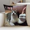 Humorous Thumbs-Up Cat Square Pillowcase Double-Sided Print For Bedroom Sofa Dormitory Office Home Party Decor