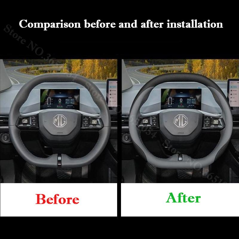 For MG 3 7 8 4 EV HS ZS ES5 Car Steering Wheel Cover Double D-shape Leather Anti Slip Car Handle Covers Interior Accessories