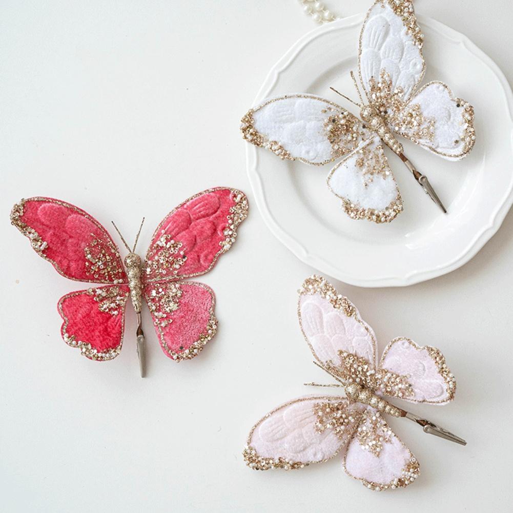 Für Weihnachtsbaumdekoration Mehrfarbig Glitzer Flanell Schmetterling Hängende Verzierung Größe 14 bis 19 cm Feiertagszubehör