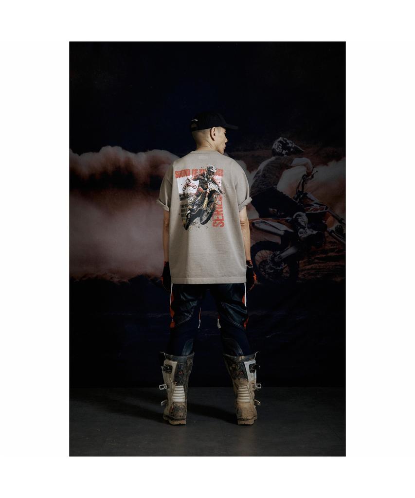 Silijeu Motorcycle Print Short Sleeve T-Shirt Satam26801Bex