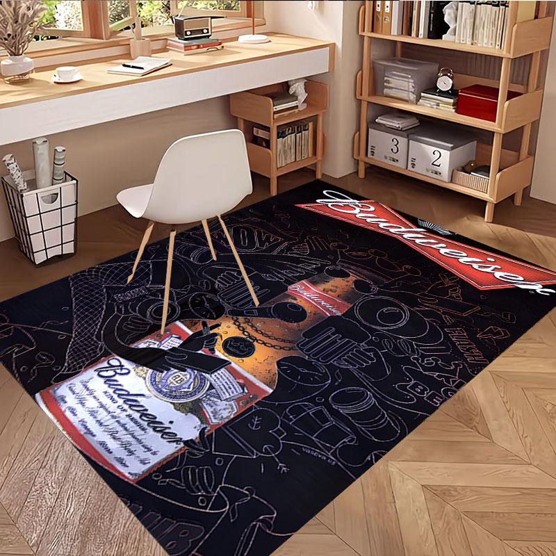 Budweiser Print Rug, Washable Floor Carpet, For Entryway Dorm Laundry Room Office Study, Home Decor Birthday Christmas Gift