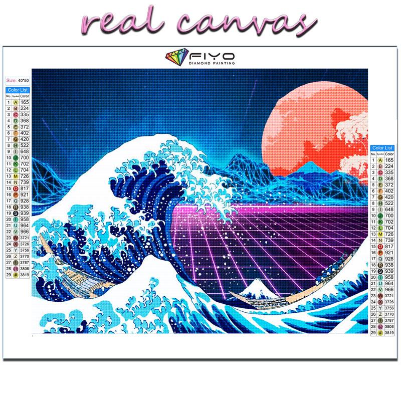 Japanese Anime Comic The Great Wave Diamond Painting Wall Art Decor Diamond Embroidery Mosaic Kids Room Decor Cuadros Posters