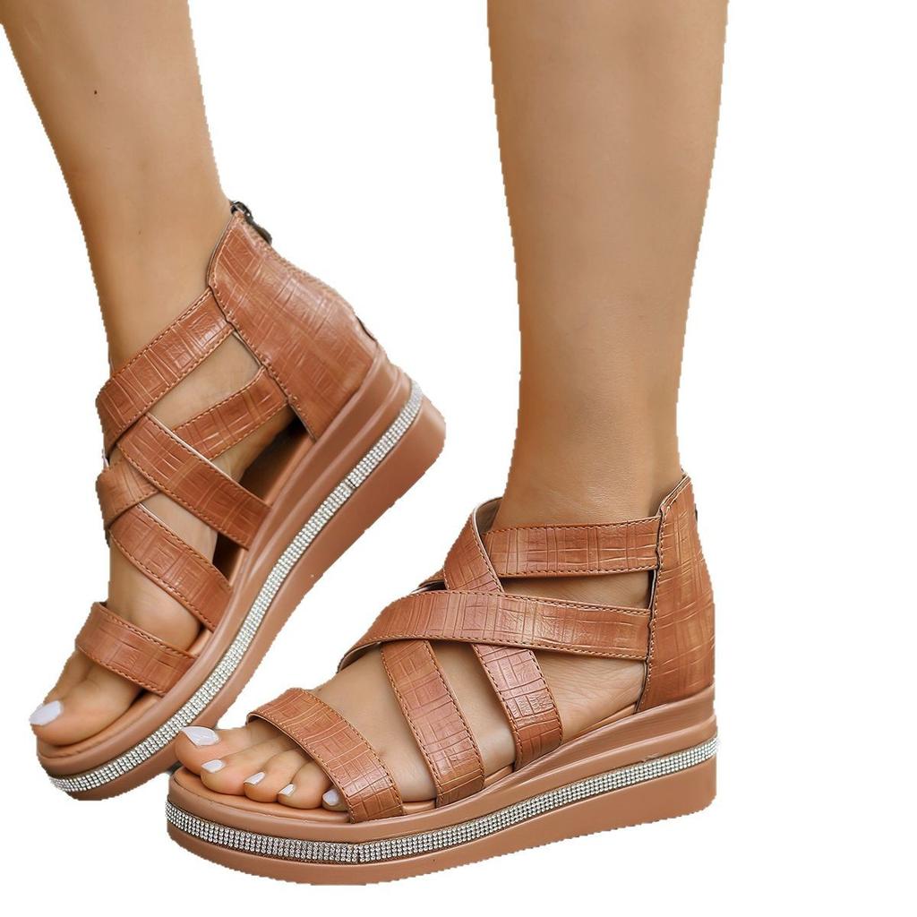 Fashion Plus Size 36-43 Shoes for Women Summer Fashion Platform Sandals Comfortable Wedges Zipper Sandalias De Mujer Women Sandals