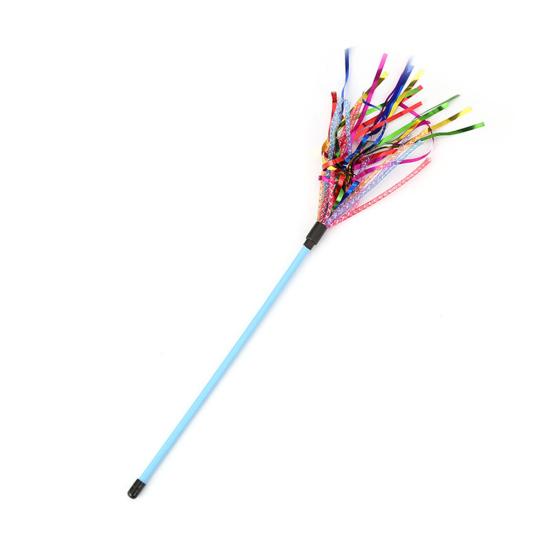 Colorful Rattle Ribbon Teaser Rod Wand Stick Pet Cat Kitten Bite Chew Chase Toy