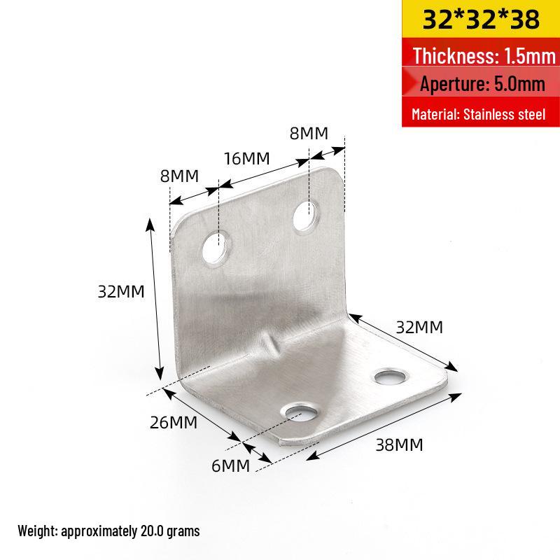 Stainless Steel 90° L-Shaped Right Angle Corner Bracket Connector