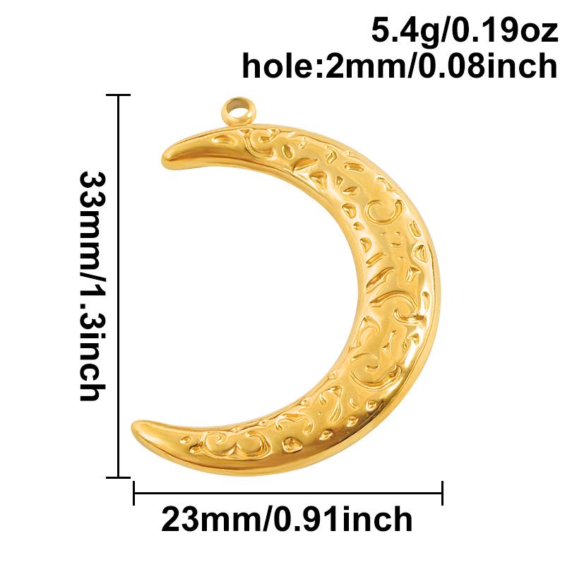 5pcs/Lot Different Syle Moon Charms For Jewelry Making Supplies 18k Real Gold Plated Stainless Steel Charm In Bulk Women Pendant