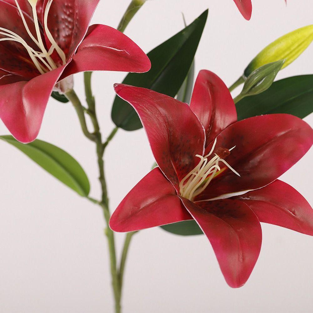 Real Touch Silk Lilium Brownii Flower Plastic Fake Flowers  Living Room Desktop