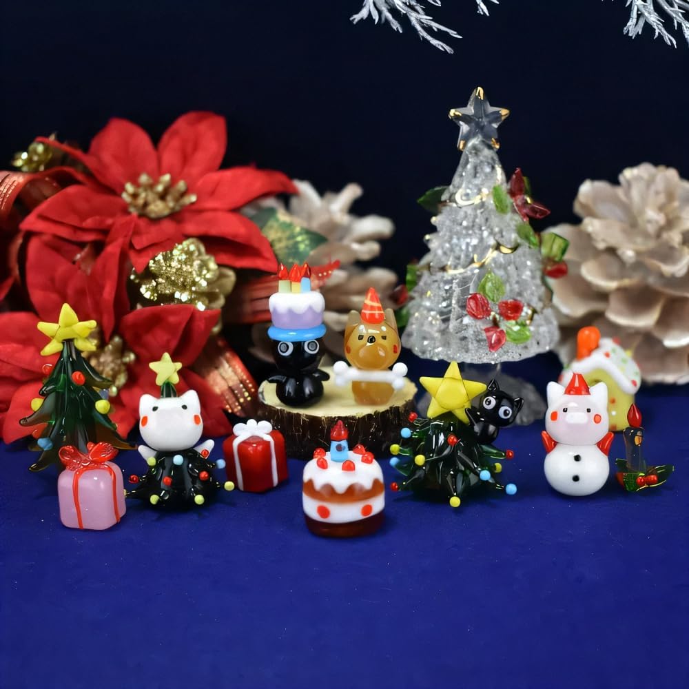 Fourcart Cute Handmade Glass Cat Catching a Star