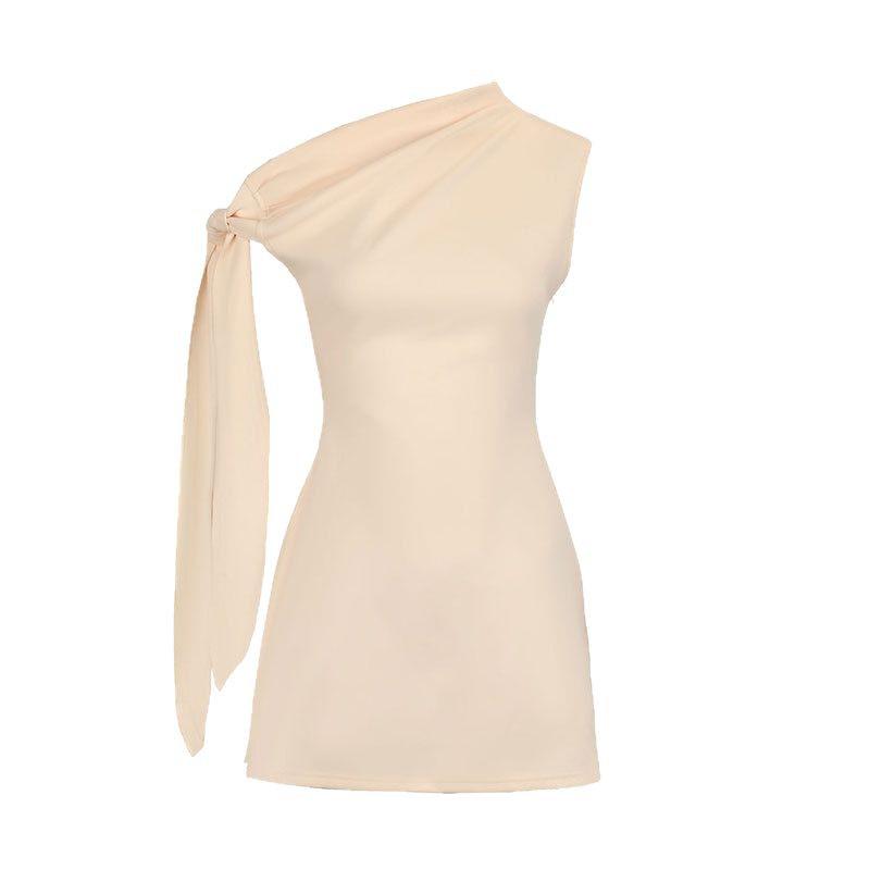 AD168 Elegant Slim Fit One-Shoulder Ribbon Evening Dress