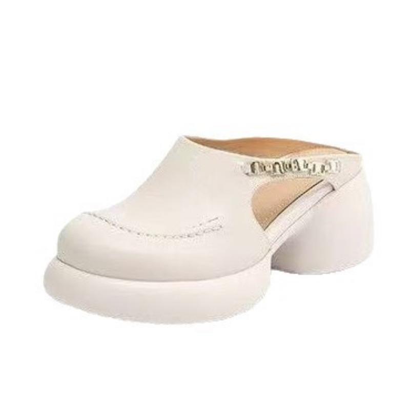 Dicker Boden Erhöhung Taschenkopf coole Hausschuhe Damen neu Sommer Rock modisch vielseitig faul halbe Hausschuhe