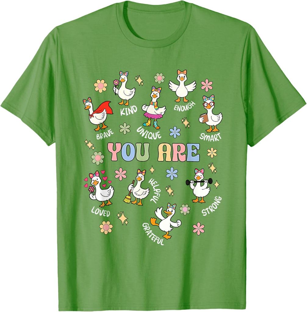 Positive Affirmations Words Goose You Are Brave Kind Unique Smart Graphic Tee Casual Daily T-Shirt