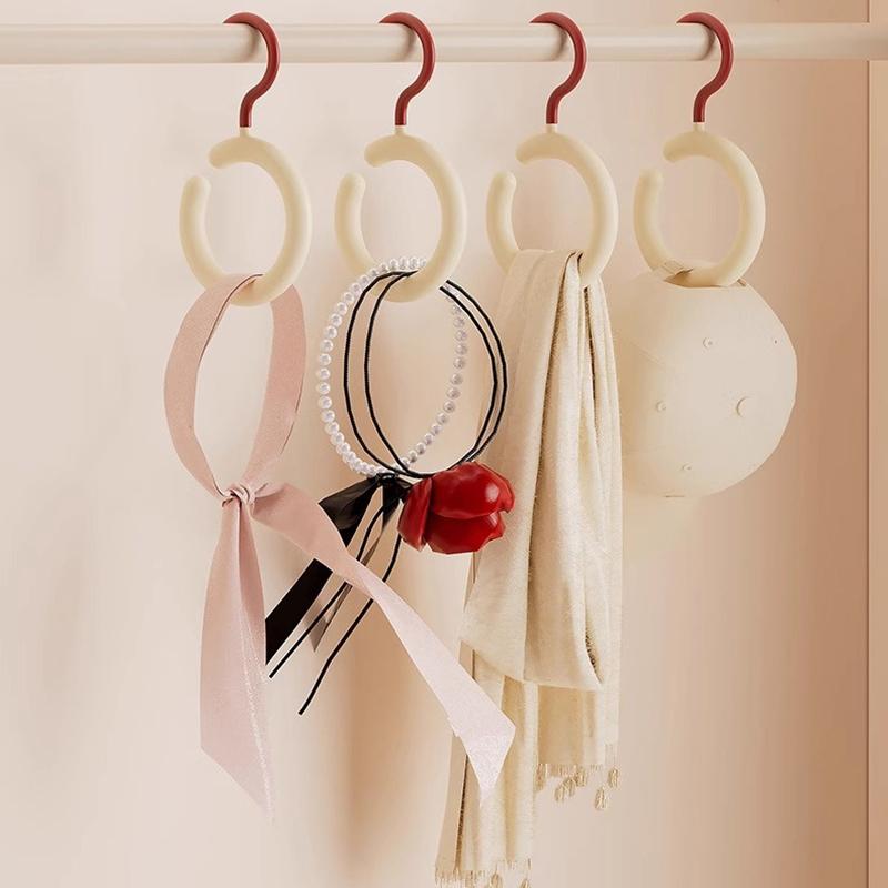 Dopamine Hook Clothes Hanger 1/5Pcs - Rotating Scarf Hat Bag Organizer, Non Perforated Silk Display Stand