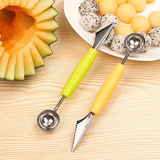 Double-end Ball Scoop Labor-saving Anti-deformed Sawtooth Design Melon Ball Spoon Household Supplies