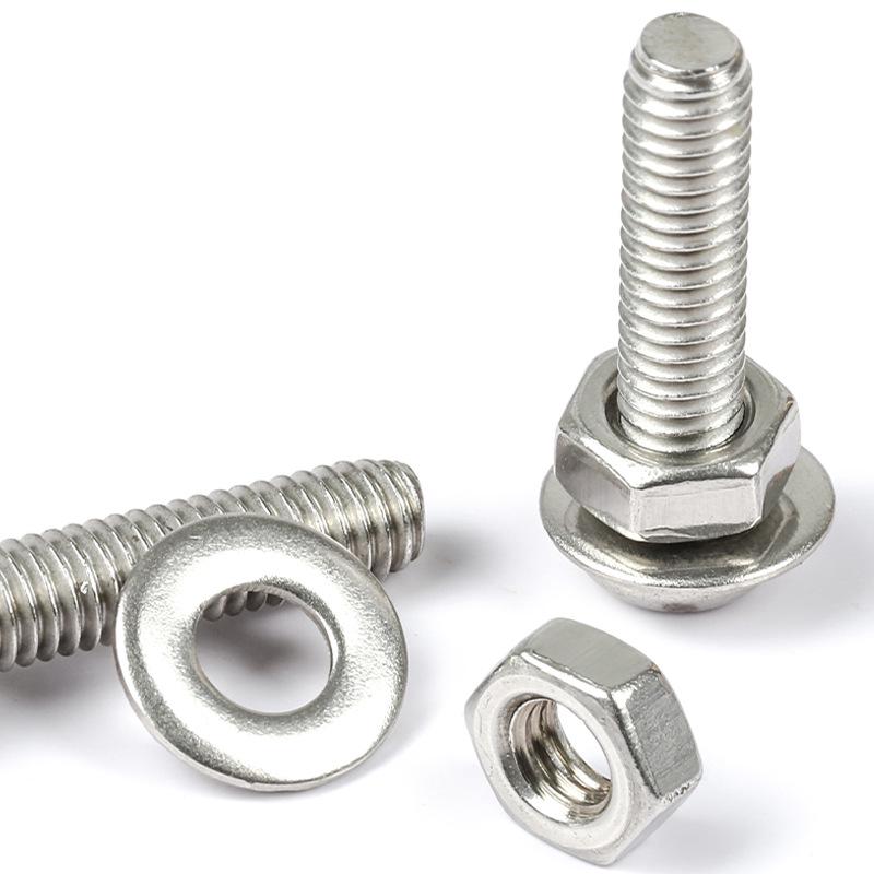 304 Stainless Steel Machine Screw Set with Flat Washer and Nut