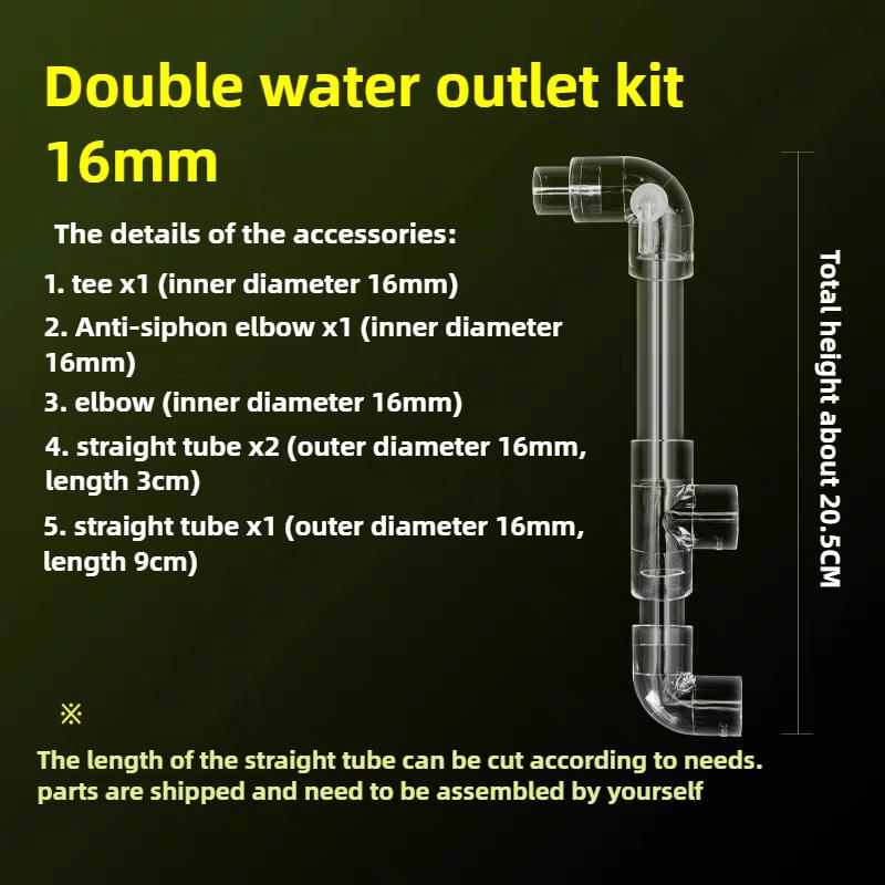 

Clear Aquarium Dual Water Outlet Tube Backpack/Bottom/Side Filter Return Pipe fittings Doube Outlet With Anti-Siphon Protecation
