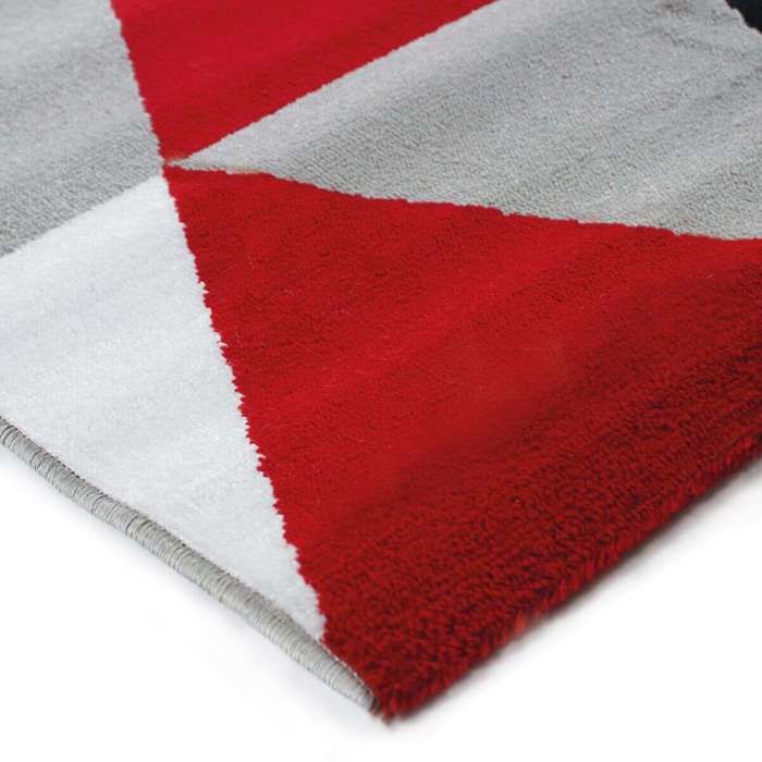 Rug Woolly Touch Pattern Triangles Red 80x150
