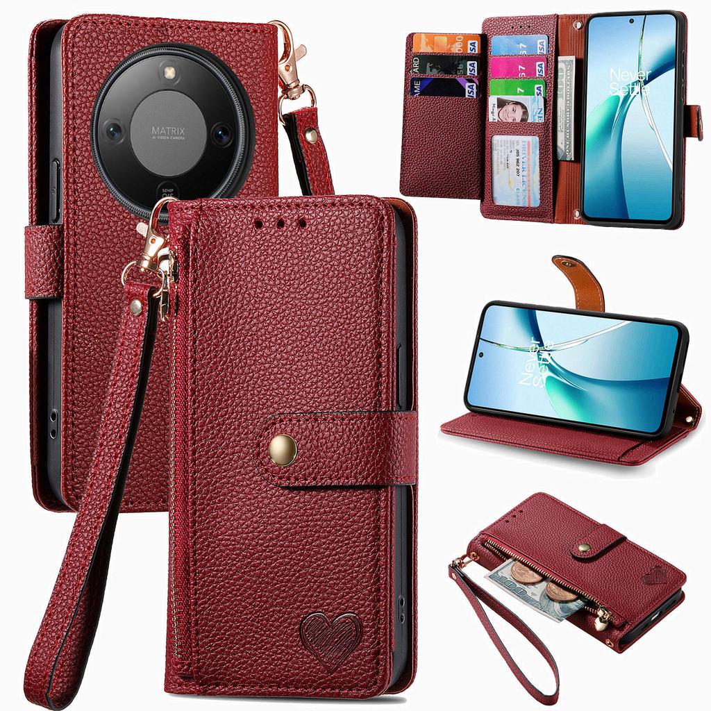 For Honor X9d 5G/Honor X70 5G/Honor Magic8 Lite 5G Case RFID Blocking Zipper Pocket Leather Wallet Phone Cover with Strap
