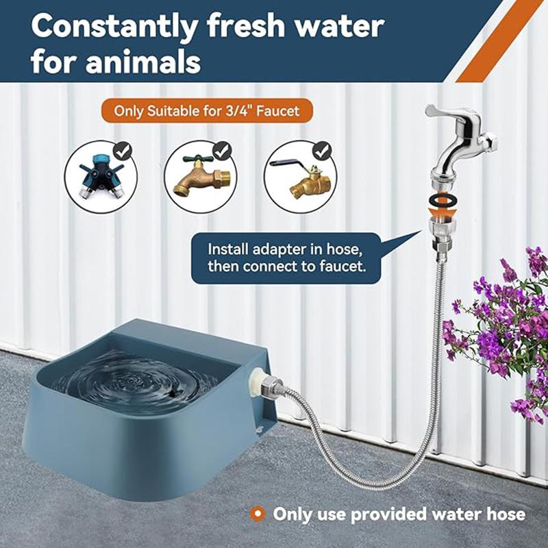 Dog Automatic Water Bowl Dispenser with 1.5m Water Hose 2L Outdoor Auto Fill Pet Water Dispenser for Animal Cat Chickens Rabbits