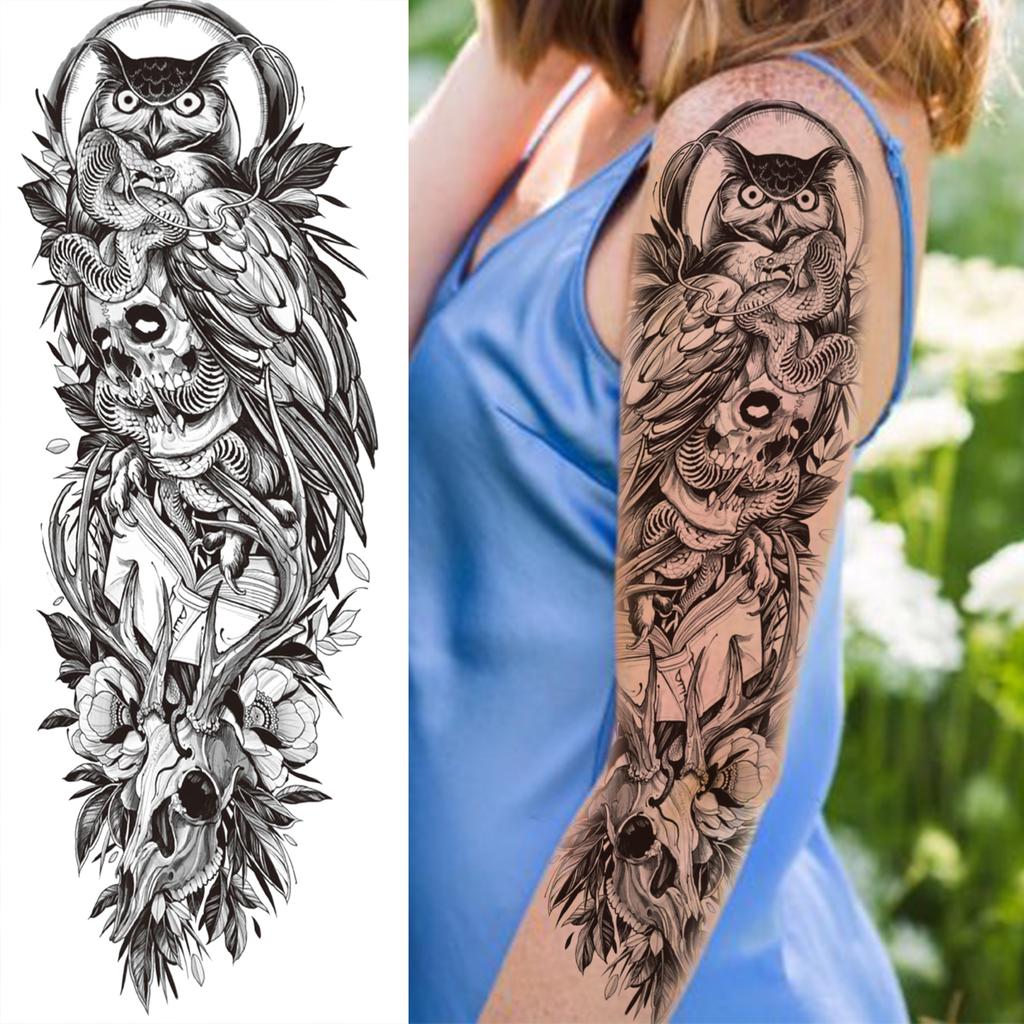 1 Blatt Stammestotem Vollarm Temporäre Tattoos Für Frauen Männer Fake Ärmel Maori Tattoo Aufkleber Körperkunst Zeichnung Oberschenkel Bein Groß