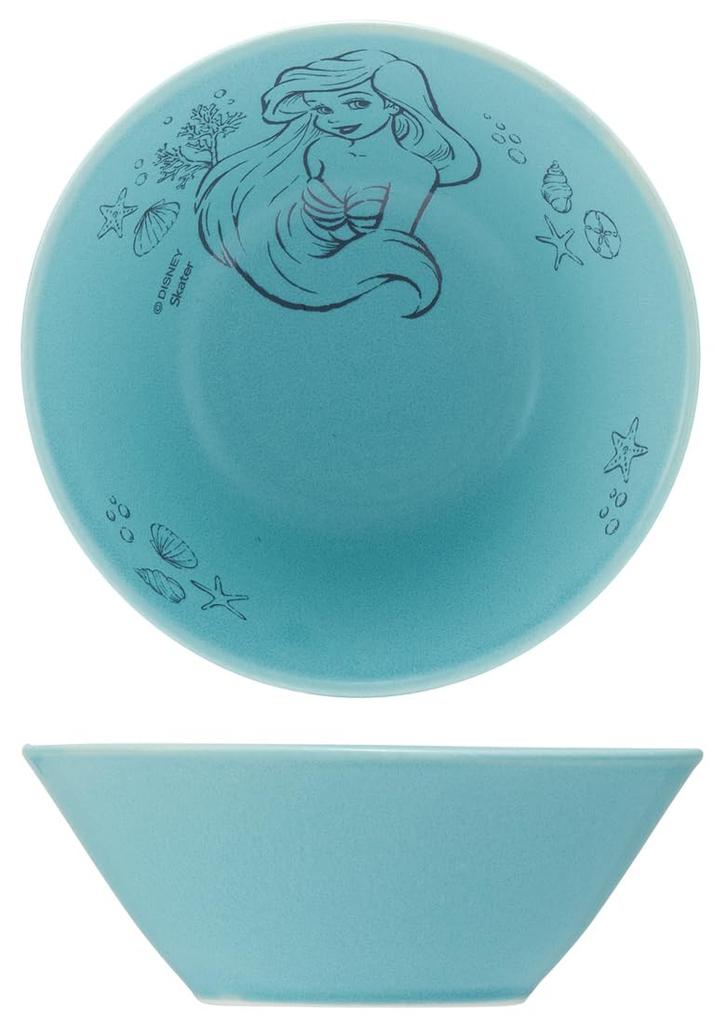 Skater Mino Ware Disney Turquoise Bowl, Small, 13cm, Ariel, Blue, CHBW13-A