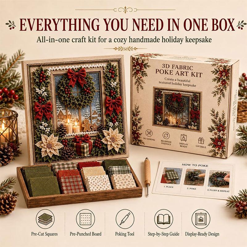 3D Christmas Snowman Fabric Poke Art DIY Kit Handmade DIY Fabric Poke Art Kit For Adults Beginner Friendly Vintage Xmas DIY Kit